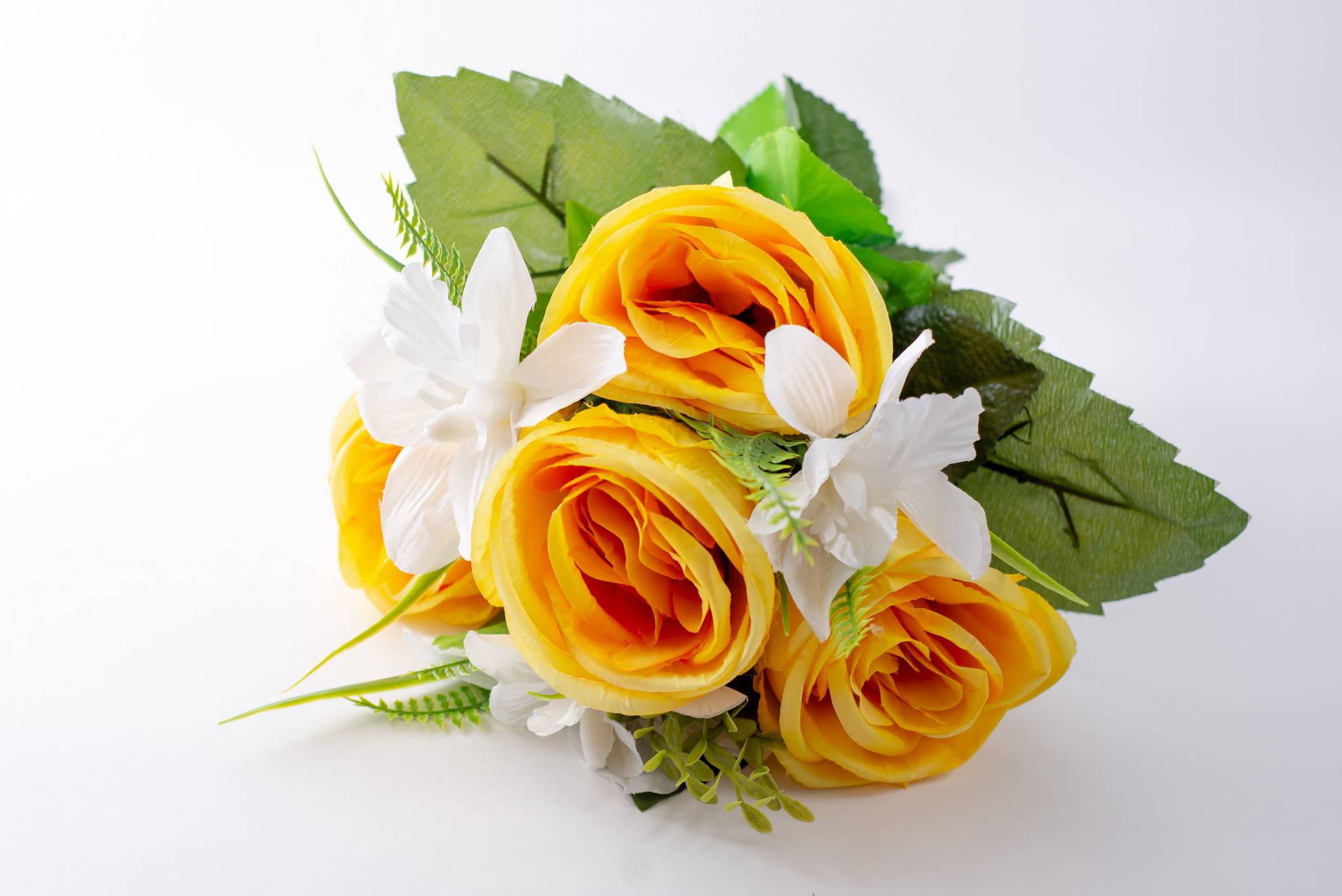 Ассорти роза бутон + орхидея 7 гол h=40 см 1/6 МИКС желтый