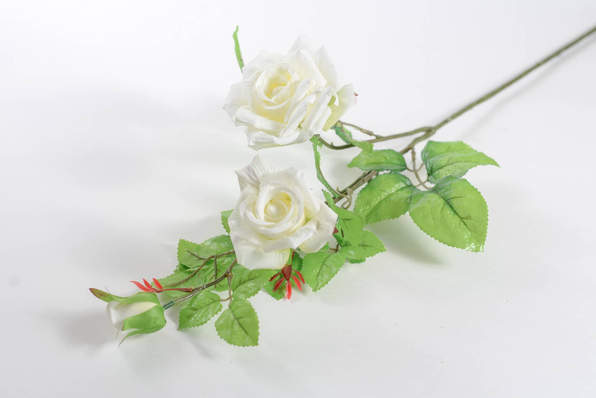 Роза 2 гол + 1 бут h=78 см 1/2 белый