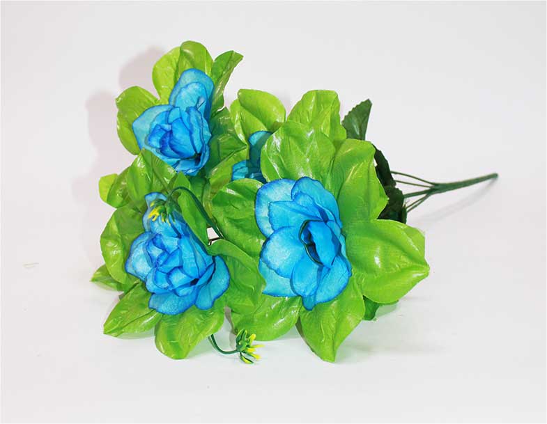 Роза в листе 6 гол h=46 см 1/2 синий