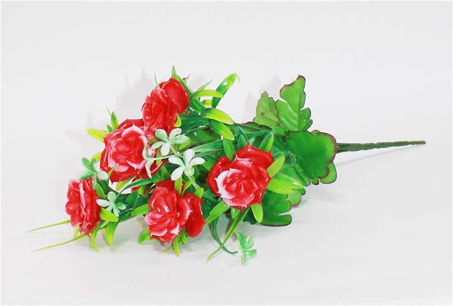 Роза пластм. 7 гол h=37 см 1/50 МИКС красный
