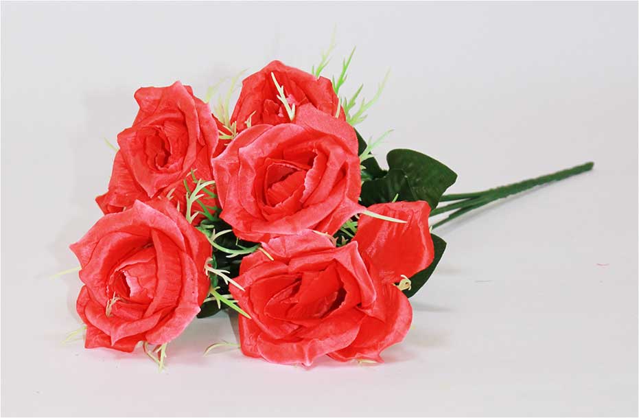 Роза в розетке 6 гол h=40 см 1/20 МИКС красный