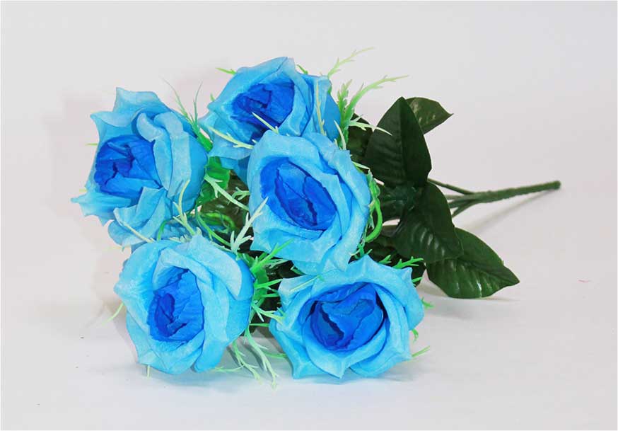 Роза в розетке 6 гол h=40 см 1/20 МИКС синий