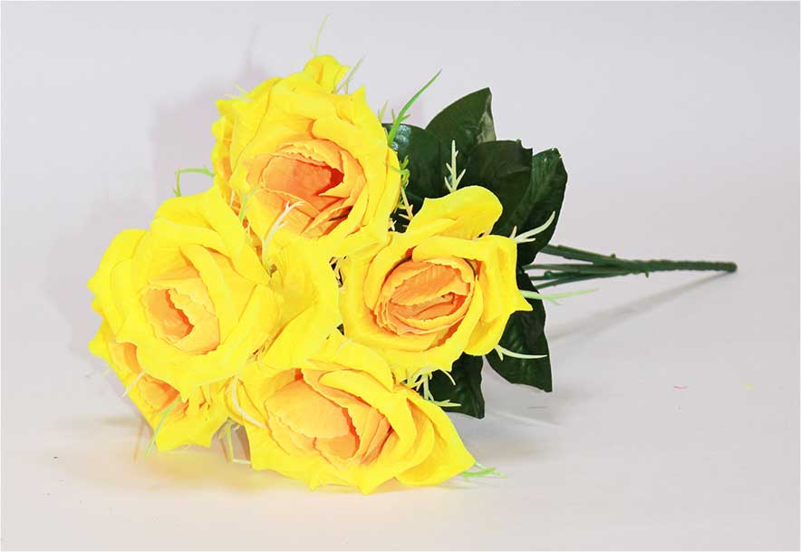 Роза в розетке 6 гол h=40 см 1/20 МИКС желтый