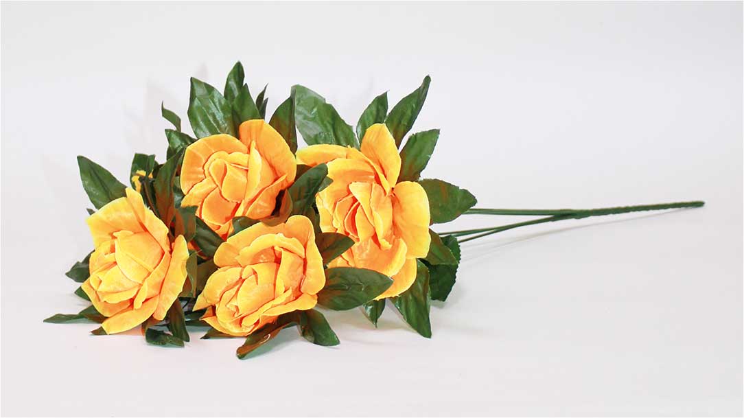 Роза в листе 6 гол h=52 см 1/30 МИКС желтый