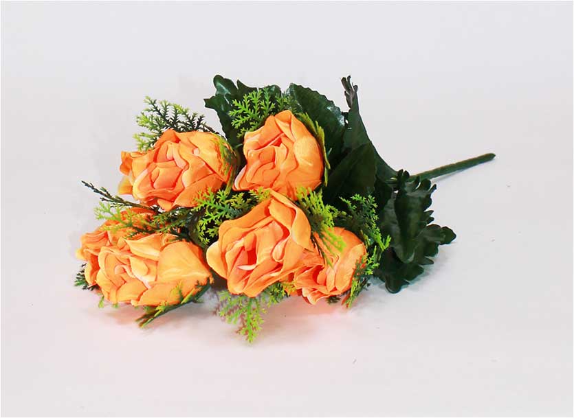Роза в розетке 7 гол h=37см 1/20 МИКС оранжевый