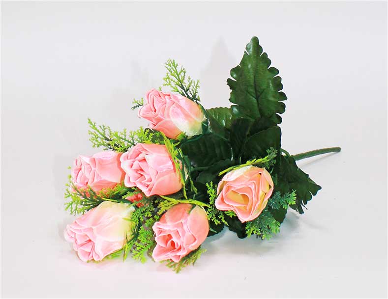 Роза в розетке 7 гол h=37 см 1/20 МИКС розовый