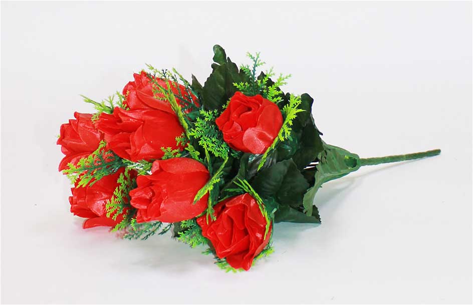 Роза в розетке 7 гол h=37см 1/20 МИКС красный